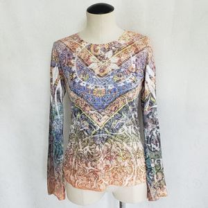 Laura Ashley Active Women's Boho Long Sleeve Top Size S Orange Purple